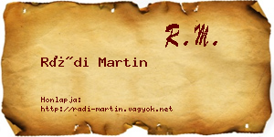 Rádi Martin névjegykártya